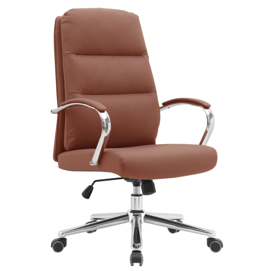 Scaun de birou brun cu accesorii cromate, ADMON