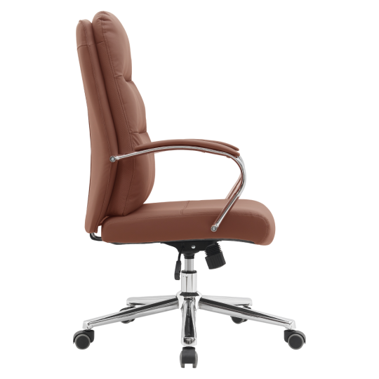 Scaun de birou brun cu accesorii cromate, ADMON