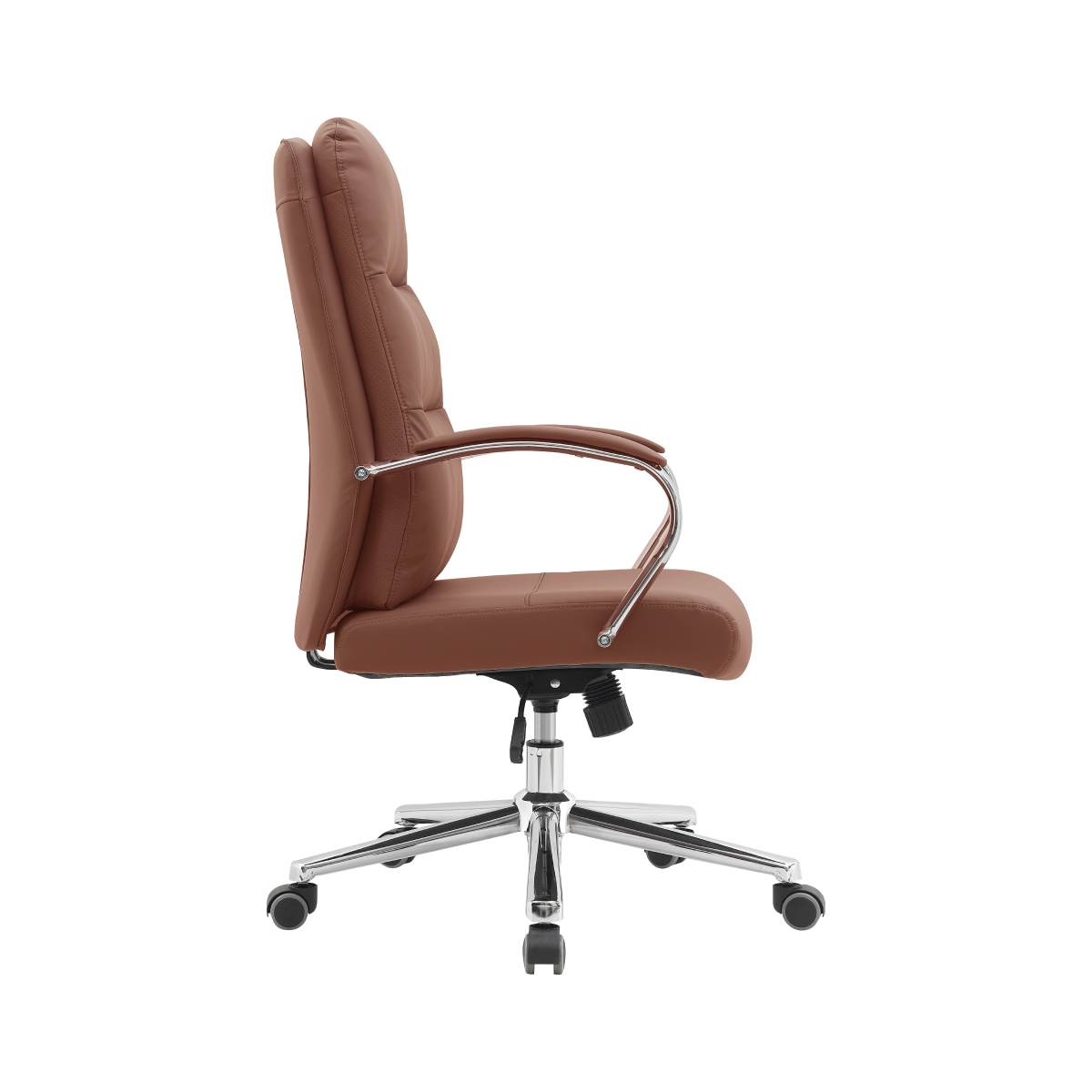 Scaun de birou brun cu accesorii cromate, ADMON