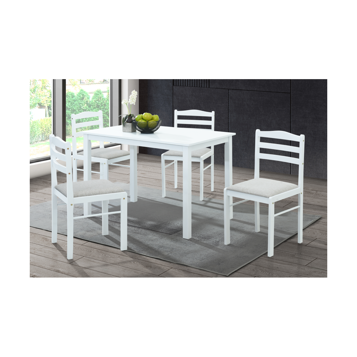 Set de mese 1+4 de culoare albă, SOMIN