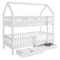 Pat cu etajă pentru copii de culoare albă, în formă de căsuță, VENITA TIP 2