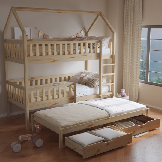 Pat cu etajă pentru copii cu pat suplimentar, VENITA TIP 1