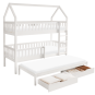 Paturi supraetajate moderne pentru copii de culoare albă cu pat suplimentar, VENITA TIP 1