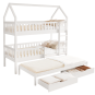 Paturi supraetajate moderne pentru copii de culoare albă cu pat suplimentar, VENITA TIP 1