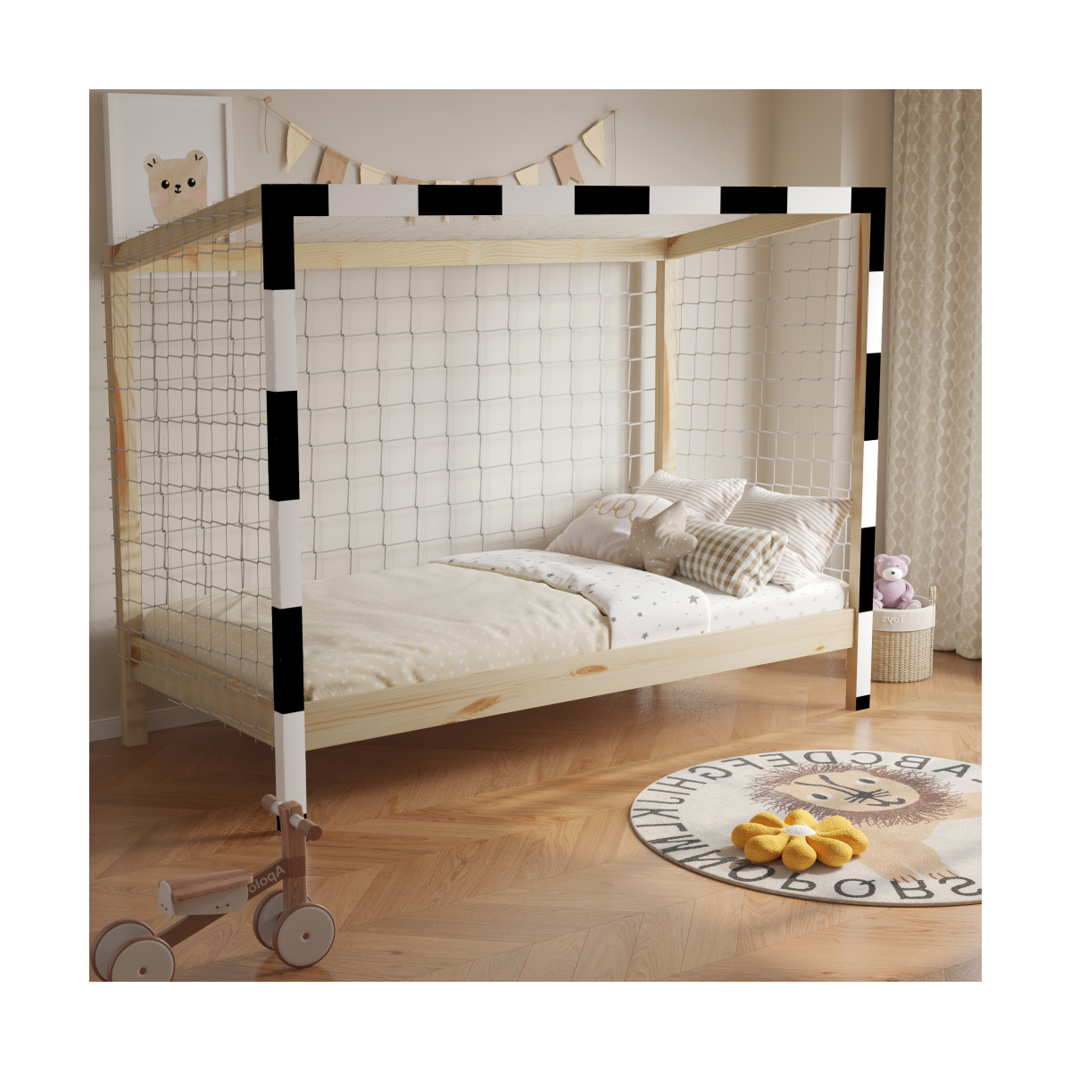 Pat ți de pat pentru copii în formă de poartă de fotbal, FUTAL.