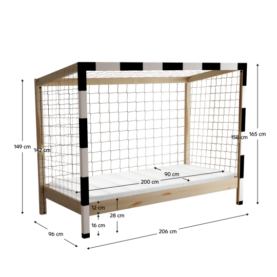 Pat ți de pat pentru copii în formă de poartă de fotbal, FUTAL.