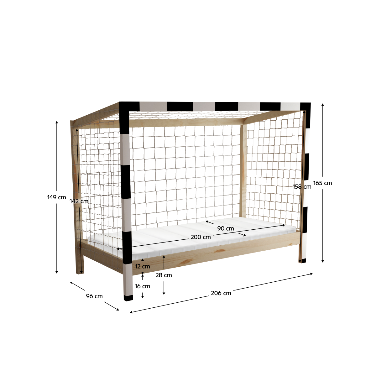 Pat ți de pat pentru copii în formă de poartă de fotbal, FUTAL.