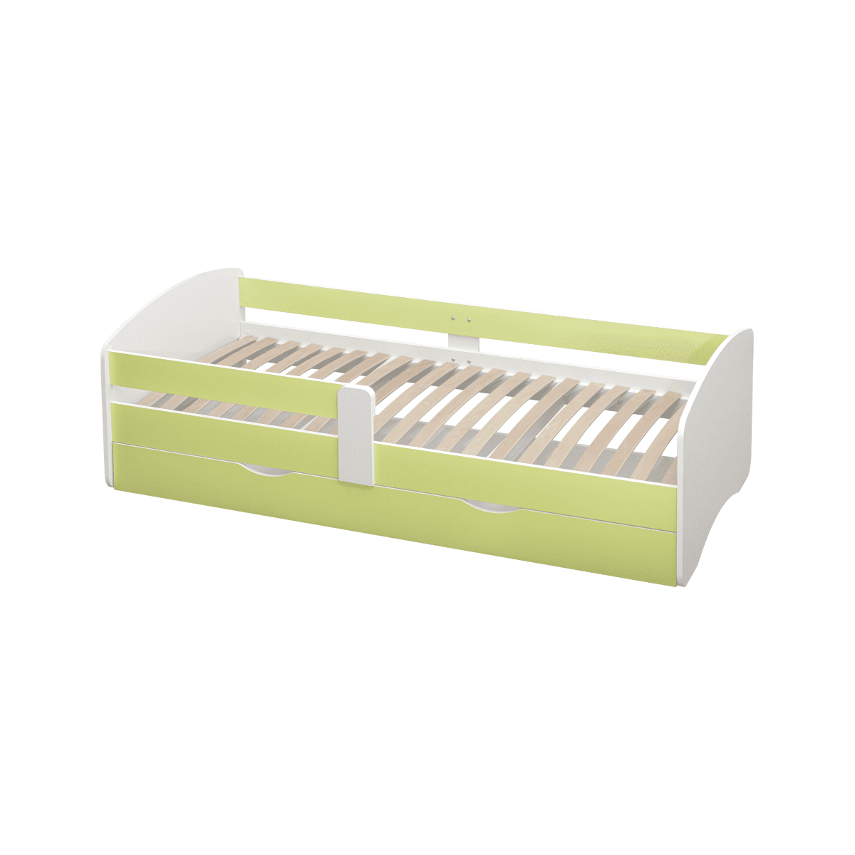 Pat de copil cu sommier 80x160 de culoare verde, COCOLINO