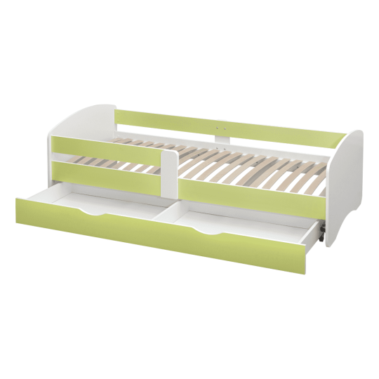 Pat de copil cu sommier 80x160 de culoare verde, COCOLINO