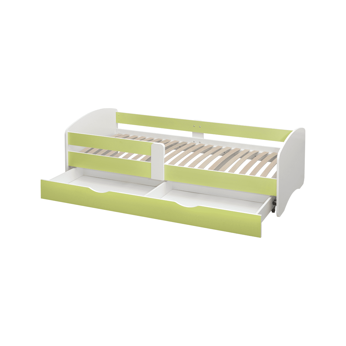 Pat de copil cu sommier 80x160 de culoare verde, COCOLINO