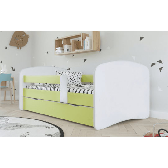 Pat de copil cu sommier 80x160 de culoare verde, COCOLINO