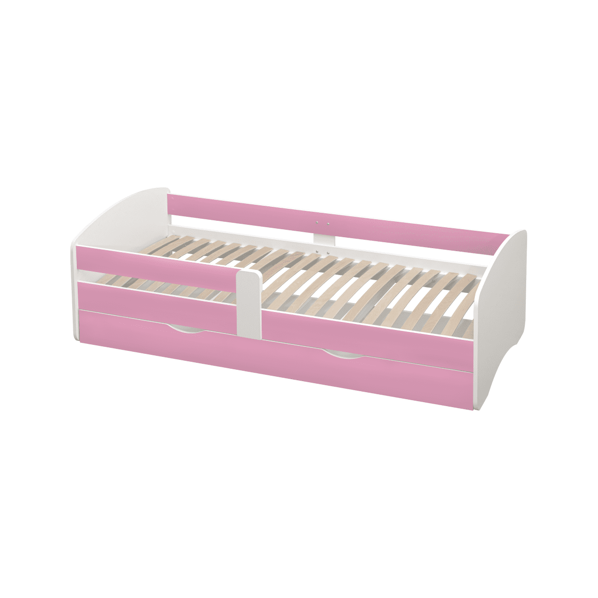 Pat de copil cu spațiu de depozitare de culoare roz, 80x160