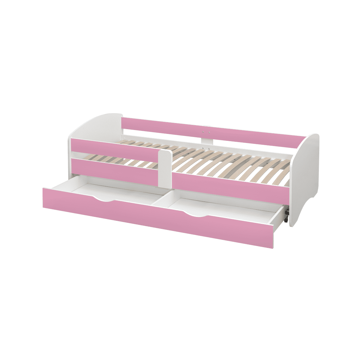 Pat de copil cu spațiu de depozitare de culoare roz, 80x160