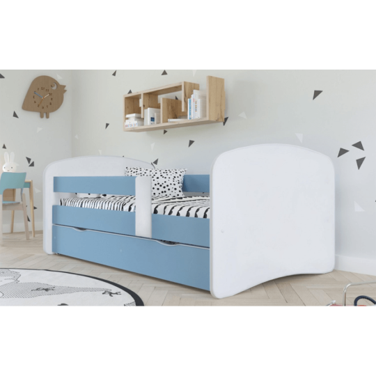 Pat de copii 80x160 cu suport în culoare albastră, COCOLINO