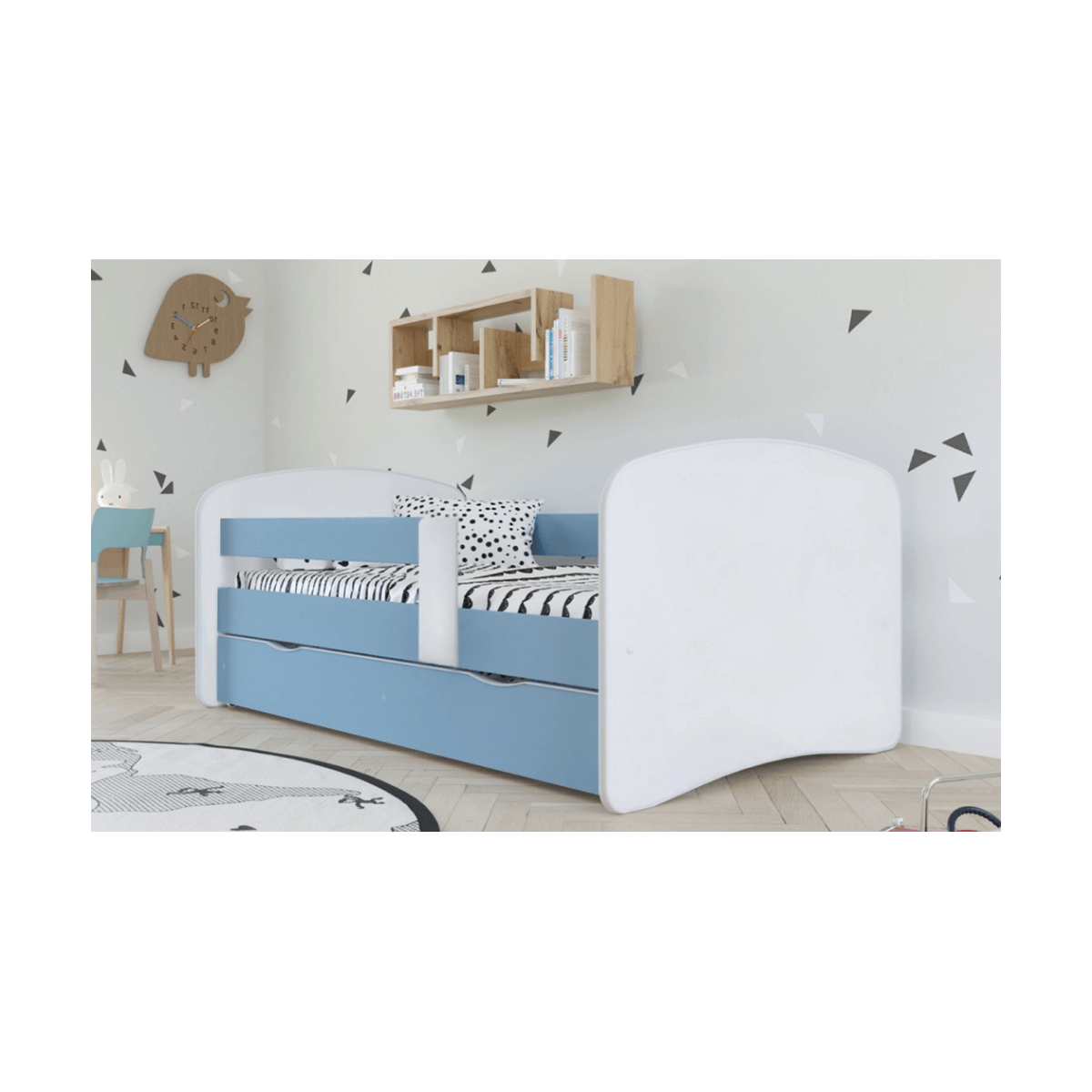 Pat de copii 80x160 cu suport în culoare albastră, COCOLINO