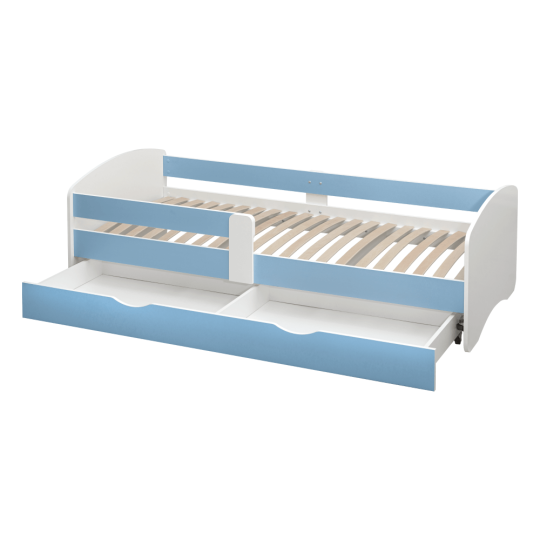 Pat de copii 80x160 cu suport în culoare albastră, COCOLINO