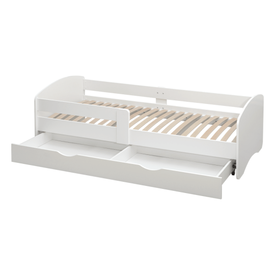 Pat cu pat cu somier de culoare albă 80x160 + spațiu de depozitare, COCOLINO
