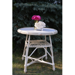 Masă rotundă din ratan MARE ALBĂ