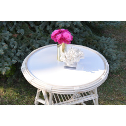 Masă rotundă din ratan MARE ALBĂ