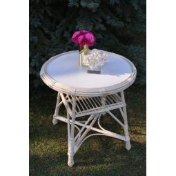 Masă rotundă din ratan MARE ALBĂ