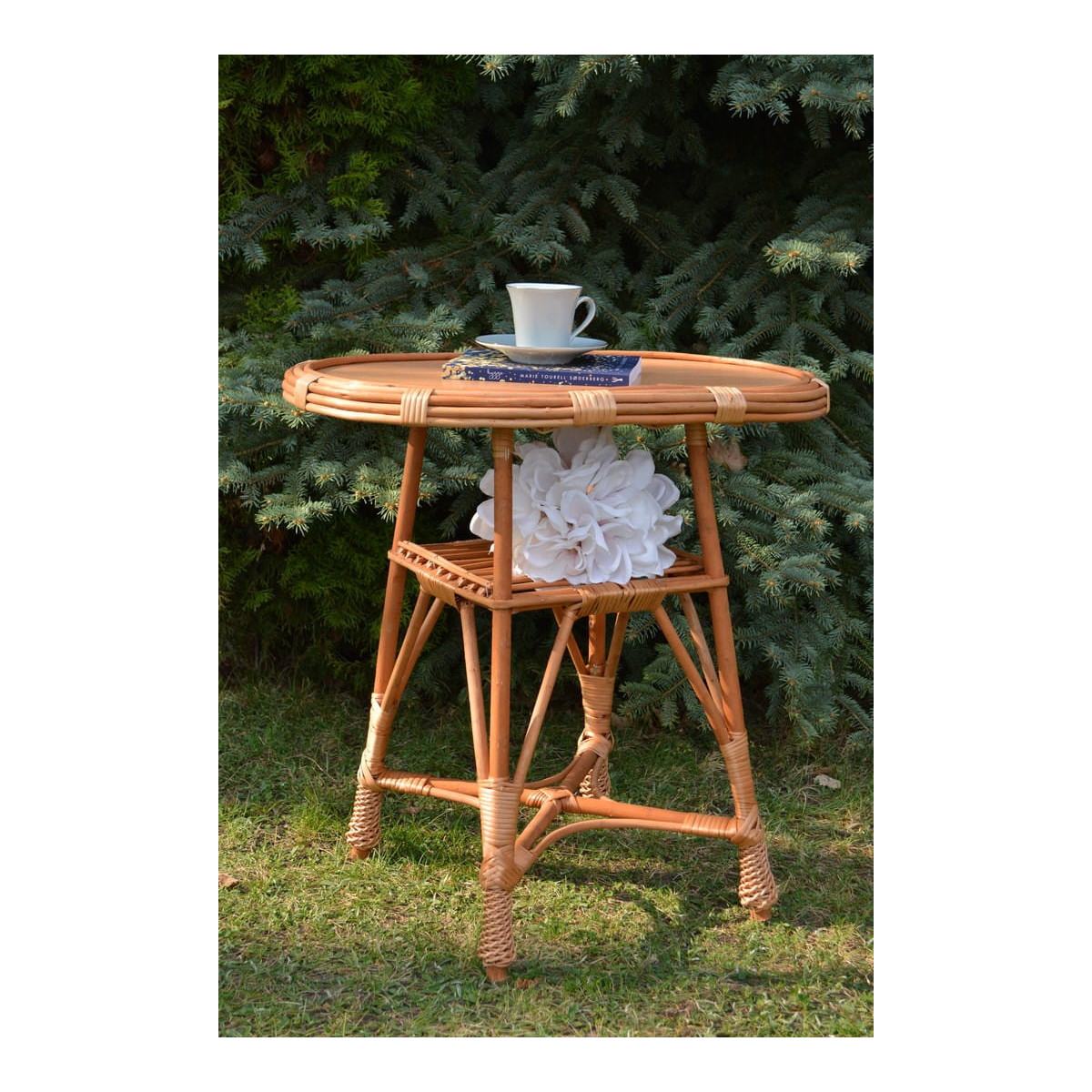 Masă de cafea ovală din ratan