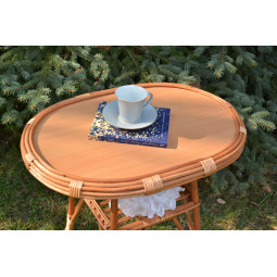 Masă de cafea ovală din ratan