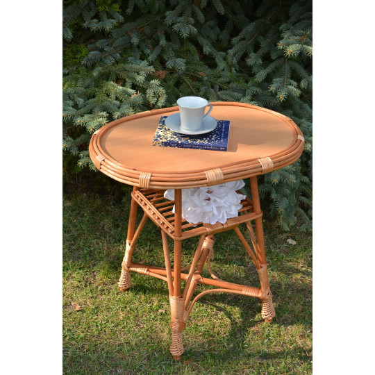 Masă de cafea ovală din ratan