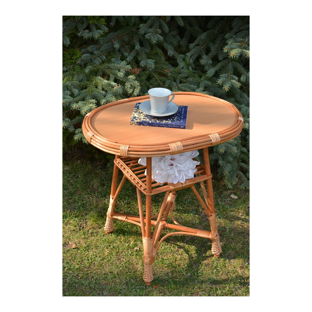 Masă de cafea ovală din ratan