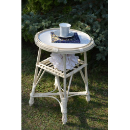 Meseu rotund de cafea de culoare albă