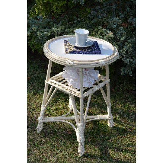 Meseu rotund de cafea de culoare albă