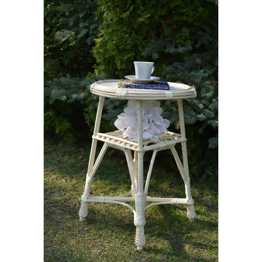 Meseu rotund de cafea de culoare albă