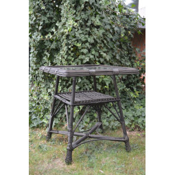 Meseu pătrat din rattan cu sticlă - wenge