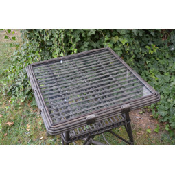 Meseu pătrat din rattan cu sticlă - wenge