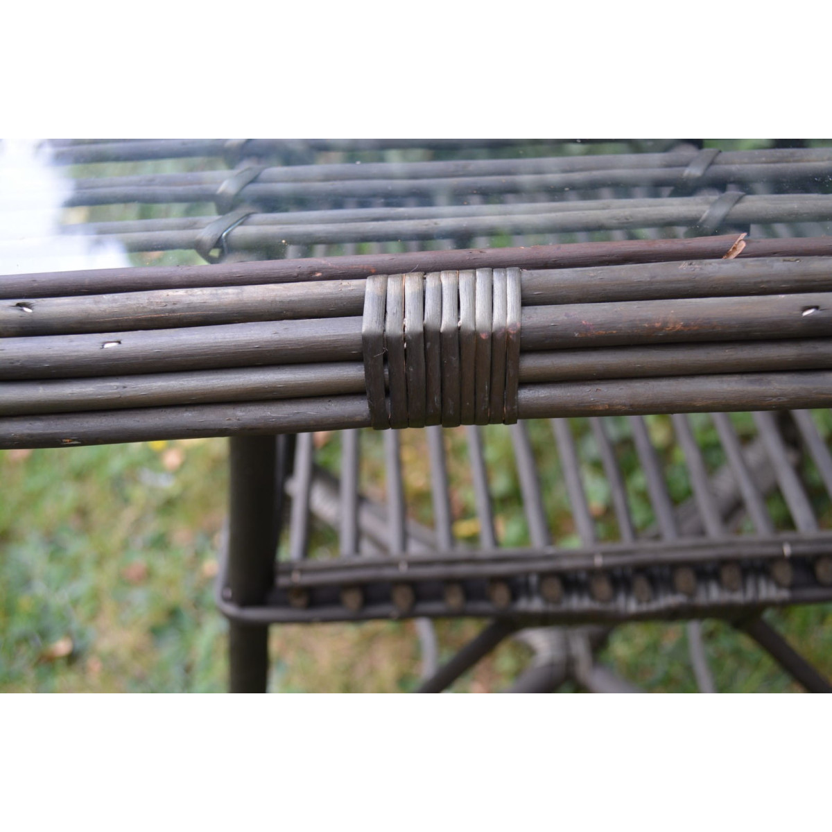 Meseu pătrat din rattan cu sticlă - wenge