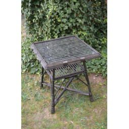 Meseu pătrat din rattan cu sticlă - wenge