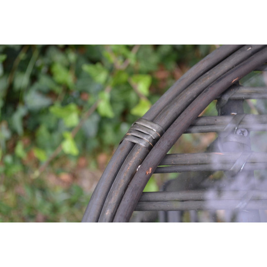 Mesețel oval din ratan cu sticlă - wenge