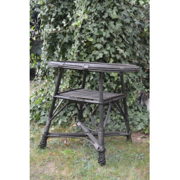 Mesețel oval din ratan cu sticlă - wenge