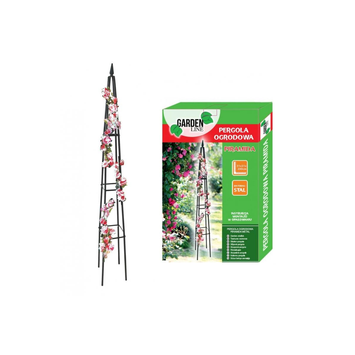 Pergola de grădină piramidă 31x31x200 cm