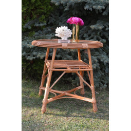 Meseu oval cu sticlă din ratan natural