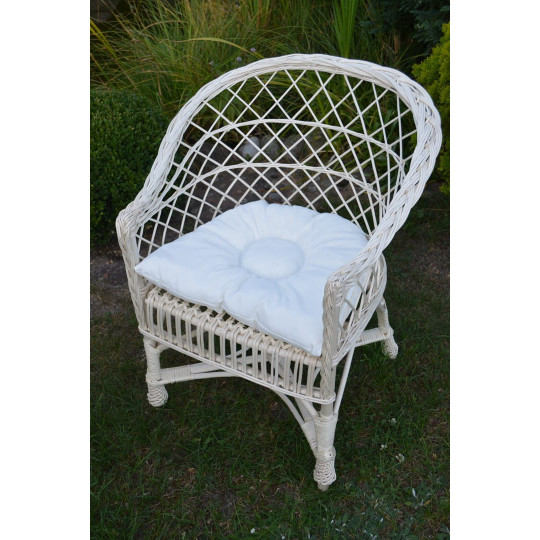 Bancă de grădină albă cu pernă albă