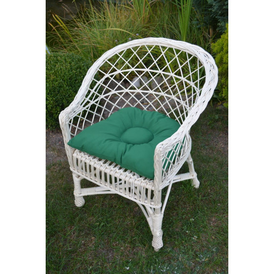 Scaun de grădină alb cu pernuță verde