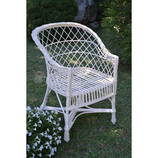 Scaun de grădină din rattan de culoare albă