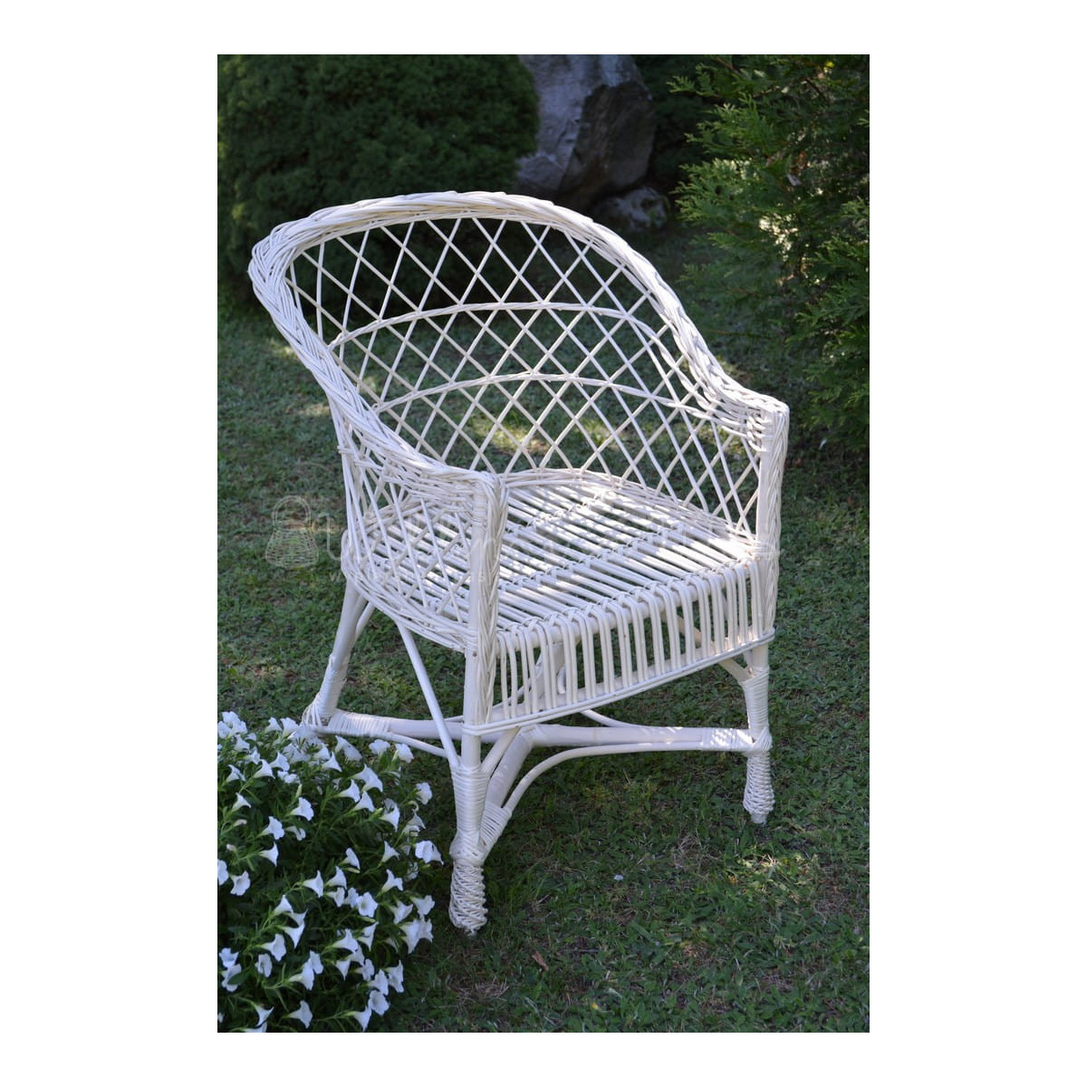 Scaun de grădină din rattan de culoare albă