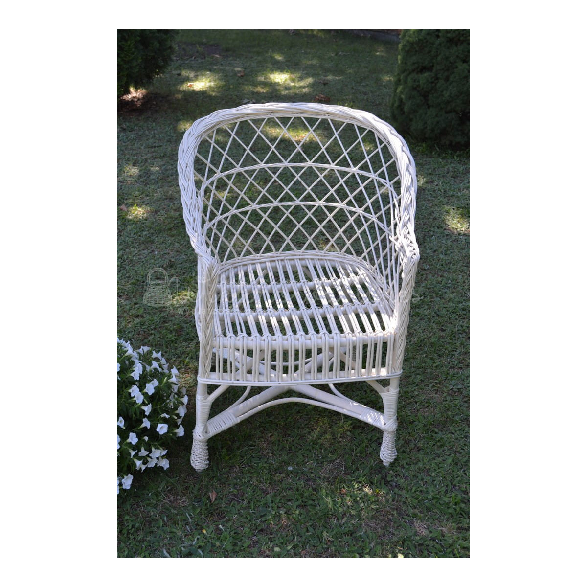 Scaun de grădină din rattan de culoare albă