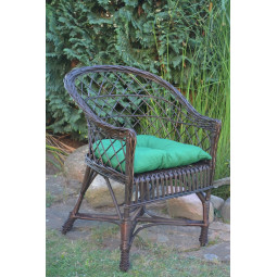 Scaun de grădină maro închis cu pernă verde