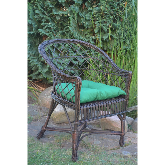 Scaun de grădină maro închis cu pernă verde