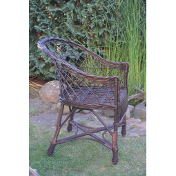 Scaun de grădină din răchită de culoare maro închis