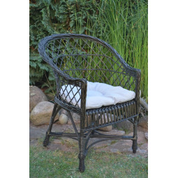 Scaun de grădină din ratan WENGE cu pernuță albă