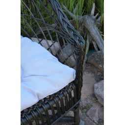 Scaun de grădină din ratan WENGE cu pernuță albă