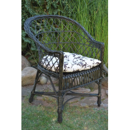 Scaun de grădină din ratan WENGE cu pernă albă cu imprimeu